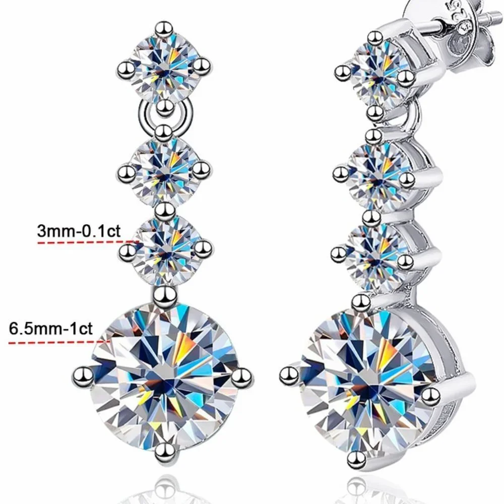 Certified 2.6ct. t.w. Moissanite Diamond Drop Earrings NEW